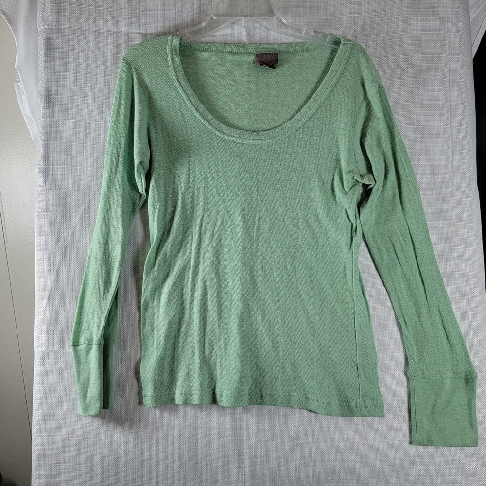 Daytrip Mint Green Thermal Knit Long Sleeve Scoop Neck Top XL